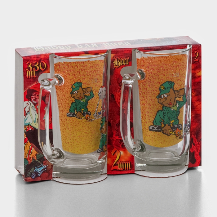 Набор пивных кружек «Приколисты», 330 мл, в подарочной упаковке, 2 шт, рисунок МИКС Набор пивных кружек «Приколисты», 330 мл, в подарочной упаковке, 2 шт, рисунок МИКС