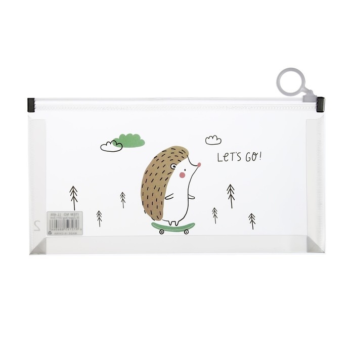 Папка-конверт на молнии формат А6, 180мкр, с рисунком Папка-конверт на молнии формат А6, 180мкр, с рисунком"Звери на скейтборде и сноуборде", МИКС