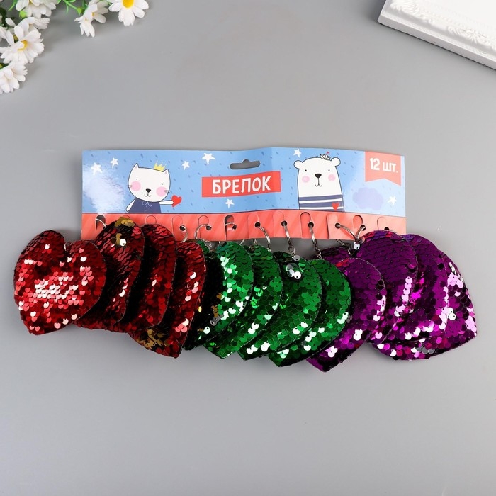 Брелок текстиль пайетки Брелок текстиль пайетки "Сердечко" МИКС 9х8 см