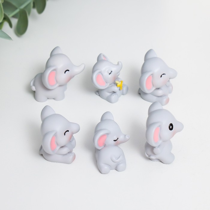 Сувенир полистоун Сувенир полистоун "Милые слоники" набор 6 шт. 2,9х3,2х2,4 см