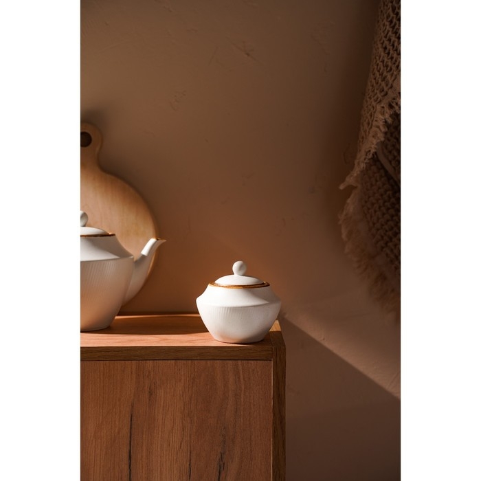 Сахарница фарфоровая SL Home «Волна в камне», 300 мл, 9,5×10,5 см, цвет белый Сахарница фарфоровая SL Home «Волна в камне», 300 мл, 9,5×10,5 см, цвет белый