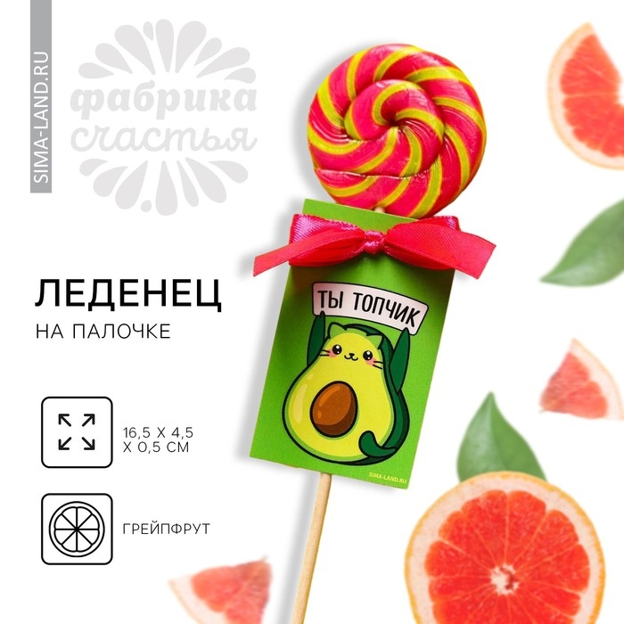 Леденец на палочке «Ты топчик», вкус: грейпфрут, 15 г. Леденец на палочке «Ты топчик», вкус: грейпфрут, 15 г.