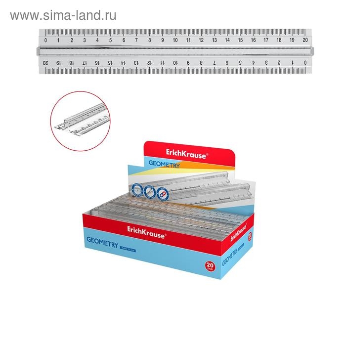 Линейка с держателем 20 см ErichKrause Линейка с держателем 20 см ErichKrause "Clear" 49530