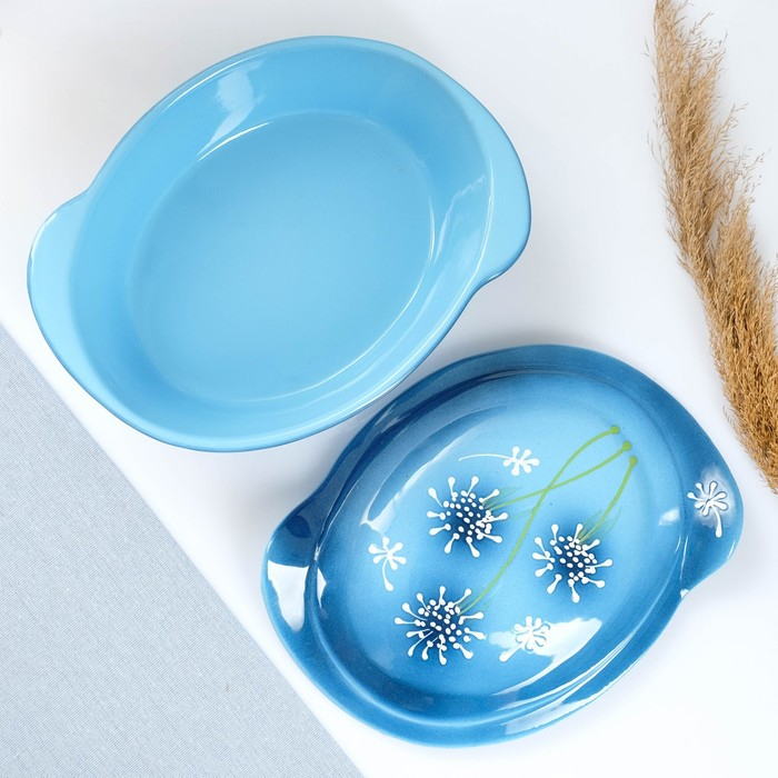 Емкость для запекания  Емкость для запекания "Трапеза овальная с крышкой" 2,2л / 30х22х11,5см, расторопша