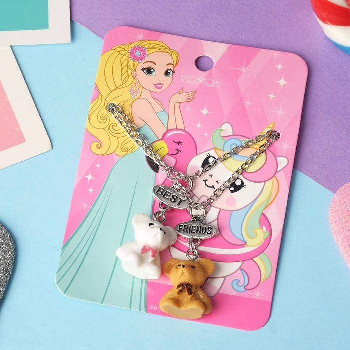 Кулоны неразлучники «Выбражулька», медвежата, 40 см, цветные в серебре Кулоны неразлучники «Выбражулька», медвежата, 40 см, цветные в серебре