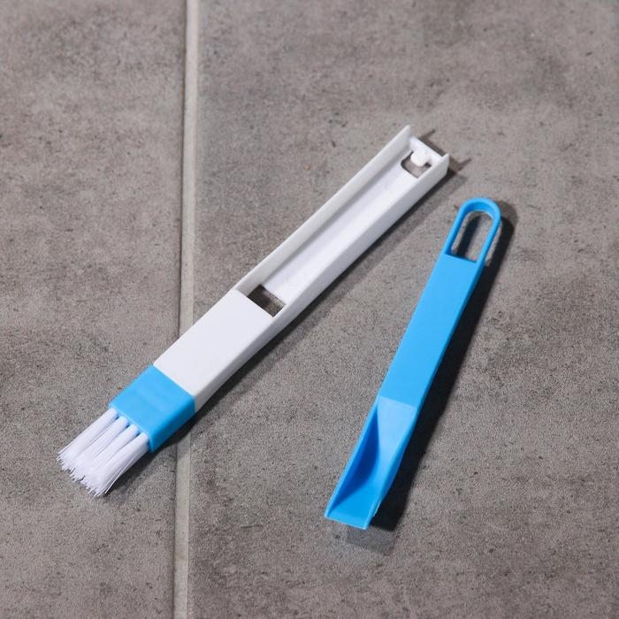Щётка-кисть для очистки окон и узких проёмов Доляна, с совочком-скребком, цвет МИКС Щётка-кисть для очистки окон и узких проёмов Доляна, с совочком-скребком, цвет МИКС