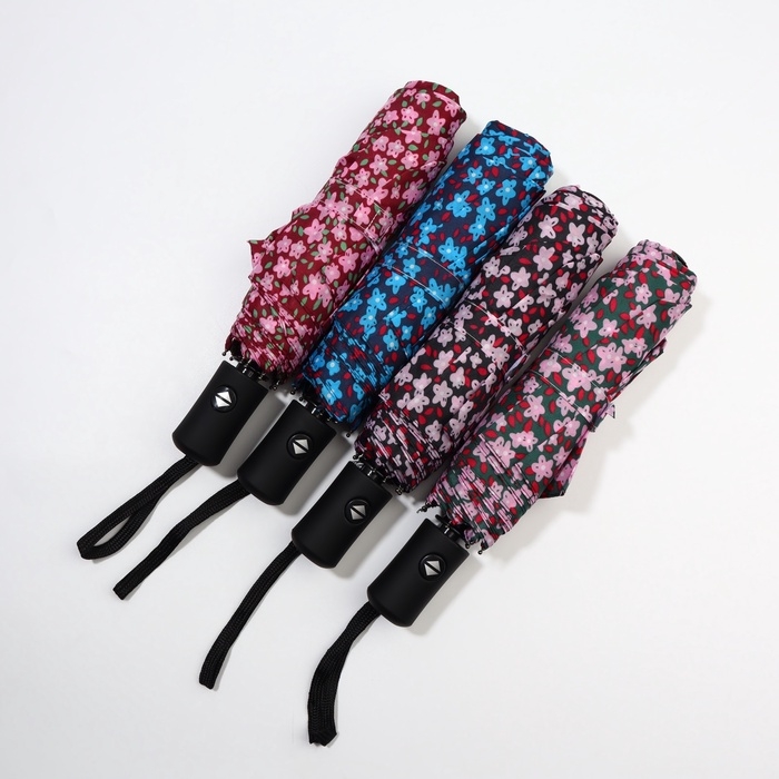 Зонт автоматический «Цветы», 3 сложения, 8 спиц, R = 47/55 см, D = 110 см, цвет МИКС Зонт автоматический «Цветы», 3 сложения, 8 спиц, R = 47/55 см, D = 110 см, цвет МИКС