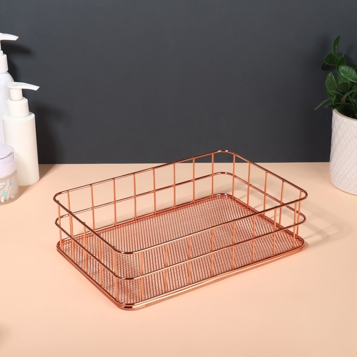 Органайзер для хранения косметических принадлежностей &laquo;РАФАЭЛЬ&raquo;, 24,5 &times; 16,5 &times; 6,5 см, цвет бронзовый