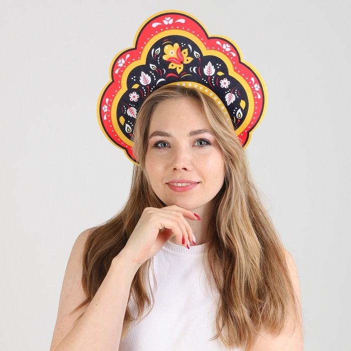 Карнавальный кокошник «Русская красавица» из фетра, с нанесением Карнавальный кокошник «Русская красавица» из фетра, с нанесением