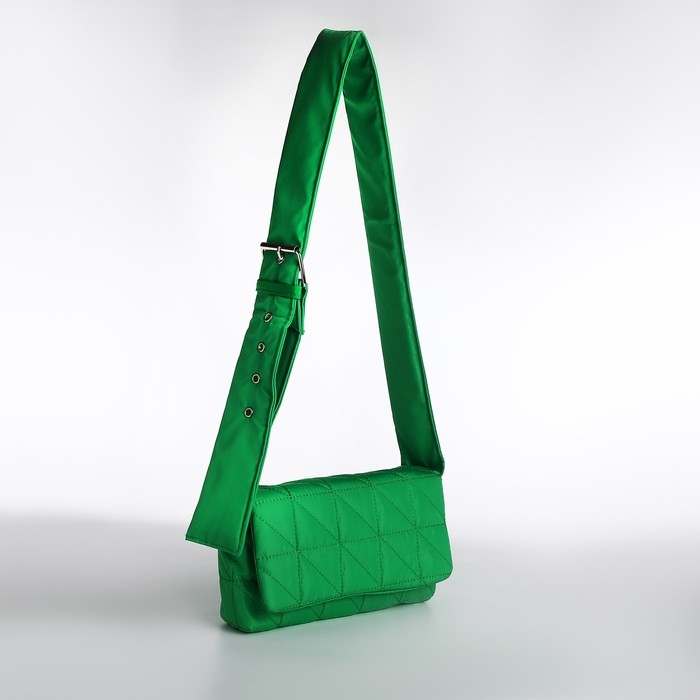 Сумка женская стеганная на плечо, отдел на молнии, 25х14х6 см, цвет зелёный Сумка женская стеганная на плечо, отдел на молнии, 25х14х6 см, цвет зелёный