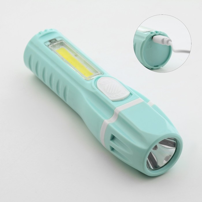 Фонарь ручной аккумуляторный 1 Вт, боковой 3 Вт, COB, 800 мАч, 2 режима, 13.5 х 4 см Фонарь ручной аккумуляторный 1 Вт, боковой 3 Вт, COB, 800 мАч, 2 режима, 13.5 х 4 см