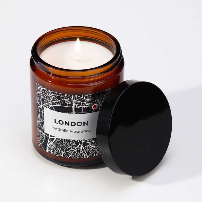 Свеча ароматическая в банке  Свеча ароматическая в банке "LONDON", ветивер, пачули, 250 г