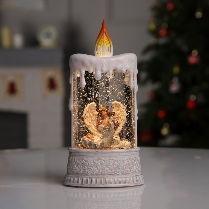 Светодиодная фигура «Свеча с ангелом» 12.3 × 24 × 8 см, пластик, батарейки ААх3 (не в комплекте), USB, свечение тёплое белое Светодиодная фигура «Свеча с ангелом» 12.3 × 24 × 8 см, пластик, батарейки ААх3 (не в комплекте), USB, свечение тёплое белое