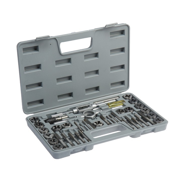 Набор метчиков и плашек ТУНДРА, М3 - М12, 40 предметов Набор метчиков и плашек ТУНДРА, М3 - М12, 40 предметов