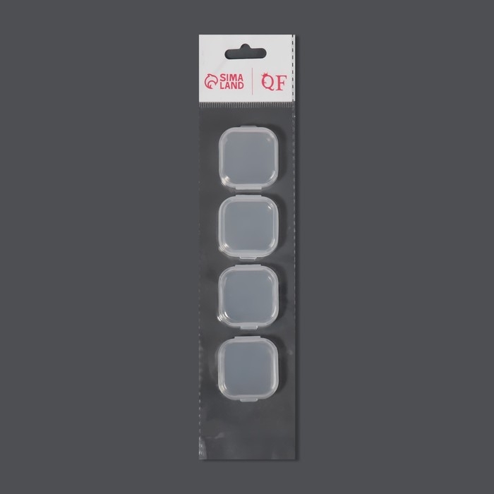 Набор контейнеров для декора, 4 шт, 3,4 × 3,4 × 1,8 см, цвет прозрачный