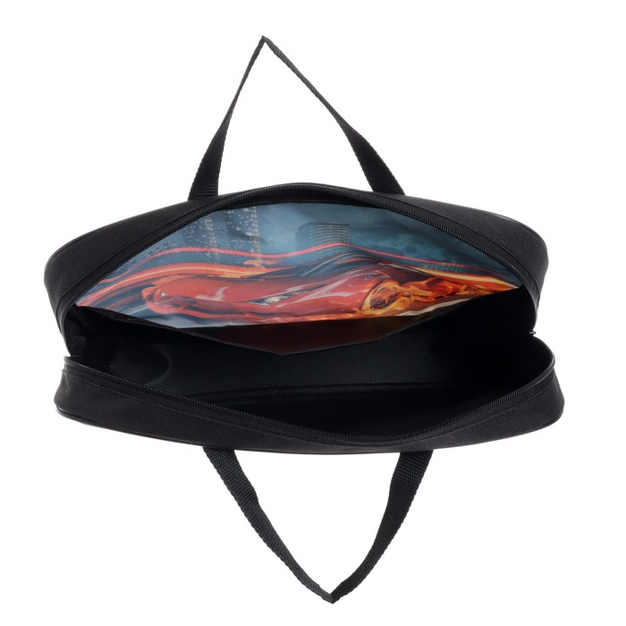 Папка с ручками текстильная А4, 350 х 270 х 70 мм, Calligrata Папка с ручками текстильная А4, 350 х 270 х 70 мм, Calligrata "Авто в огне", нейлон