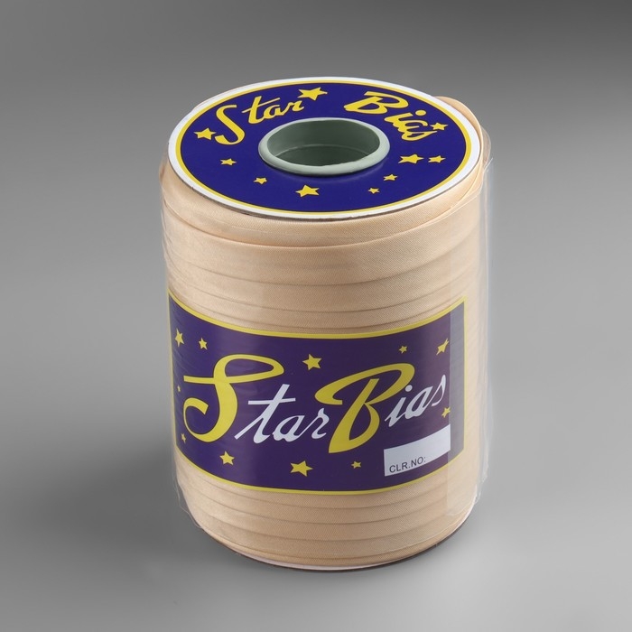 Косая бейка, атласная, 15 мм × 132 ± 1 м, цвет кремовый №9016 Косая бейка, атласная, 15 мм × 132 ± 1 м, цвет кремовый №9016