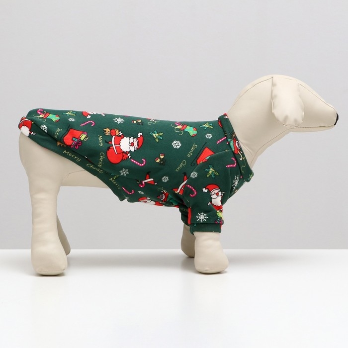 Новый год. Кофта новогодняя для животных "Подарки", размер L, зелёный (ДС 35, ОШ 30, ОГ 44 см)