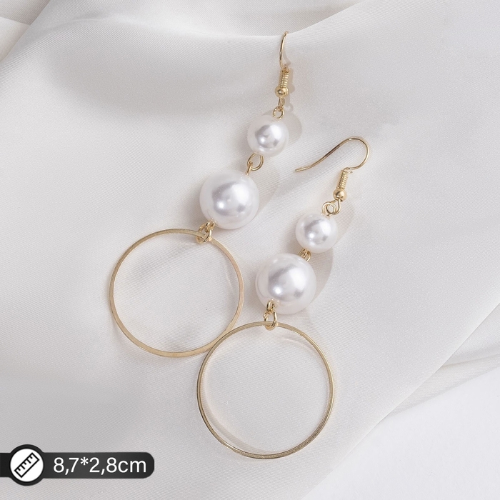 Серьги с жемчугом «Нежность» звенья, цвет белый в золоте Серьги с жемчугом «Нежность» звенья, цвет белый в золоте