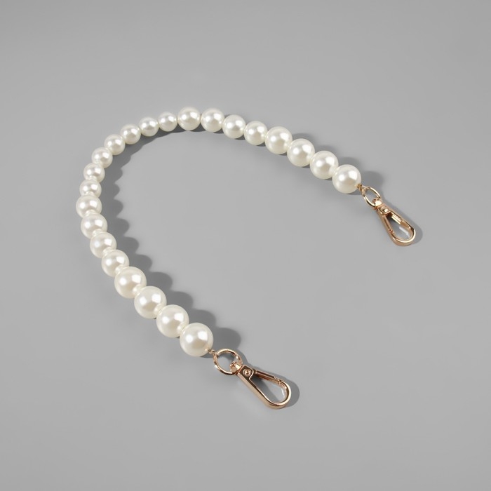 Ручка для сумки, жемчужные бусы, d = 12/14/16 мм, 39 см, цвет белый/золотой