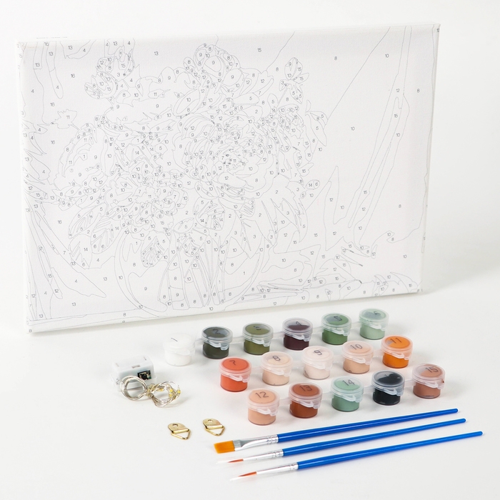 Картина по номерам с подрамником и гирляндой «Пионы», 20 х 30 см Картина по номерам с подрамником и гирляндой «Пионы», 20 х 30 см