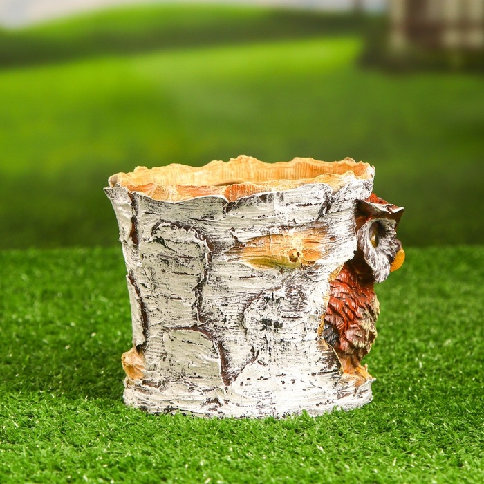 Фигурное кашпо  Фигурное кашпо "Филин в березовом дупле" 12х15см