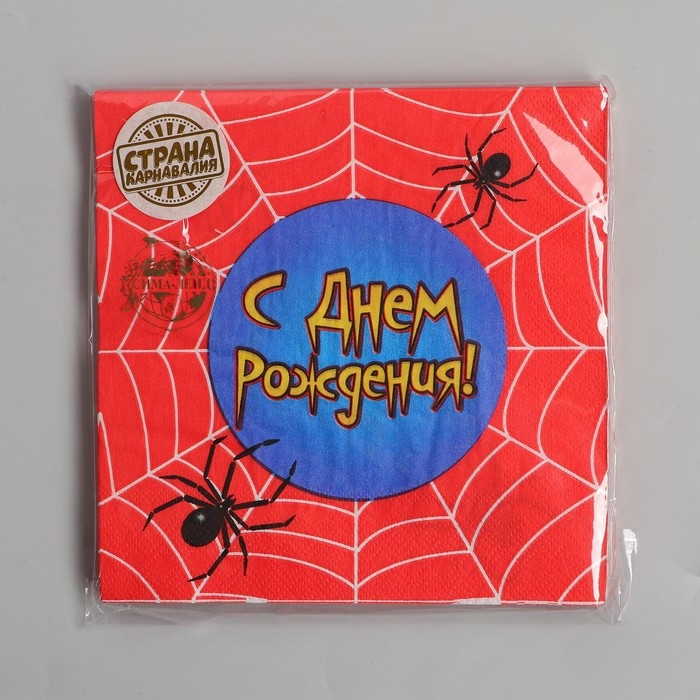 Салфетки бумажные двухслойные «С днём рождения», паутина, 33х33, 20 шт. Салфетки бумажные двухслойные «С днём рождения», паутина, 33х33, 20 шт.