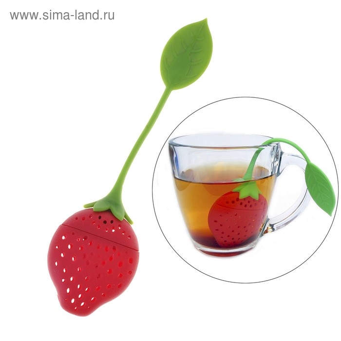 Ситечко для чая Доляна «Клубника», 5×19 см, цвет красный Ситечко для чая Доляна «Клубника», 5×19 см, цвет красный