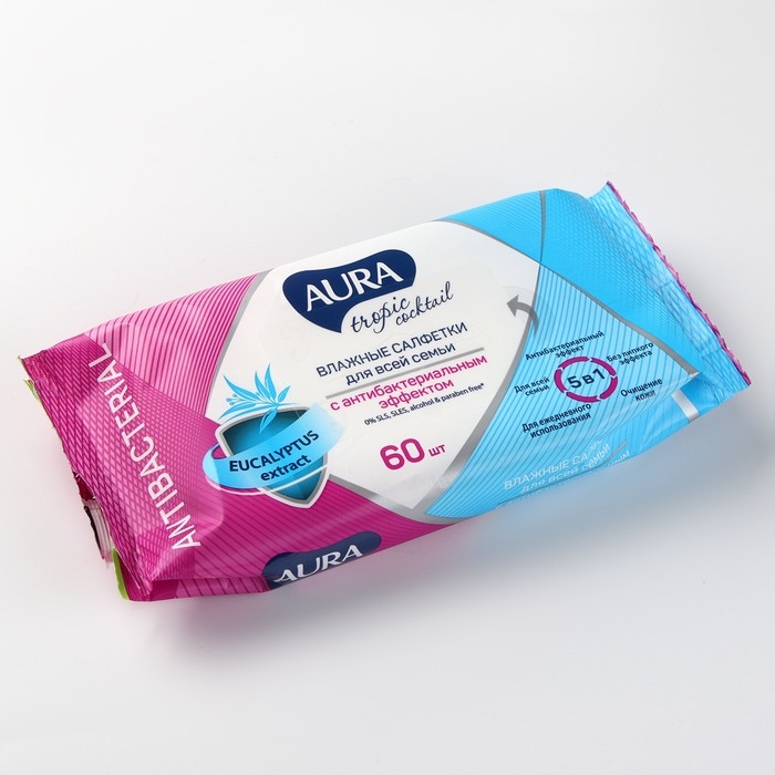 Влажные салфетки Aura Tropic Cocktail, c антибактериальным эффектом, 60 шт. Влажные салфетки Aura Tropic Cocktail, c антибактериальным эффектом, 60 шт.