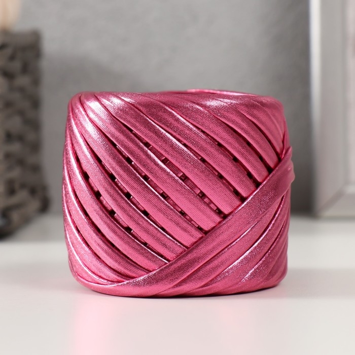 Трикотажная пряжа металлик"Дискотека" 100г (Розовый)