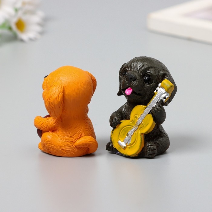 Сувенир полистоун "Собака-музыкант" набор 4 шт 3х3х5 см