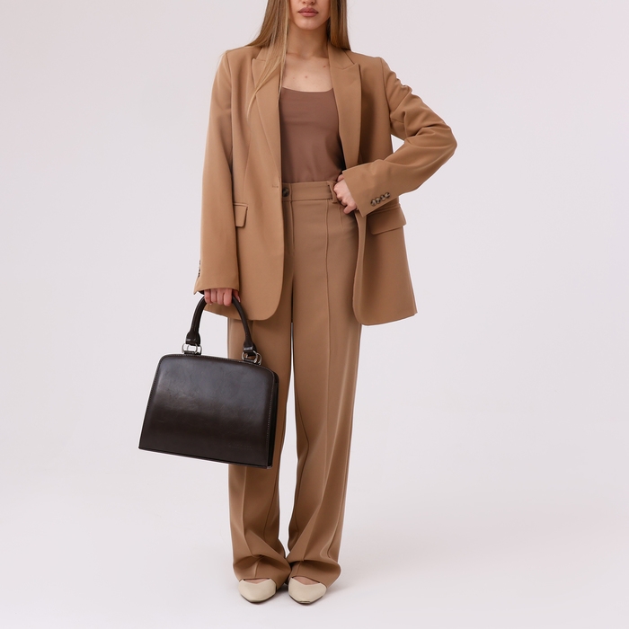 Сумка-тоут El Masta на молнии, наружный карман, длинный ремень, цвет тёмно-коричневый Сумка-тоут El Masta на молнии, наружный карман, длинный ремень, цвет тёмно-коричневый