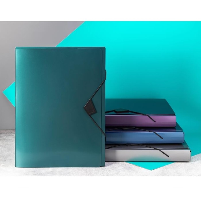 Папка на резинке А4, 800 мкм, Calligrata TOP  Папка на резинке А4, 800 мкм, Calligrata TOP "Mistral", корешок 40 мм, до 300 листов, зелёный металлик