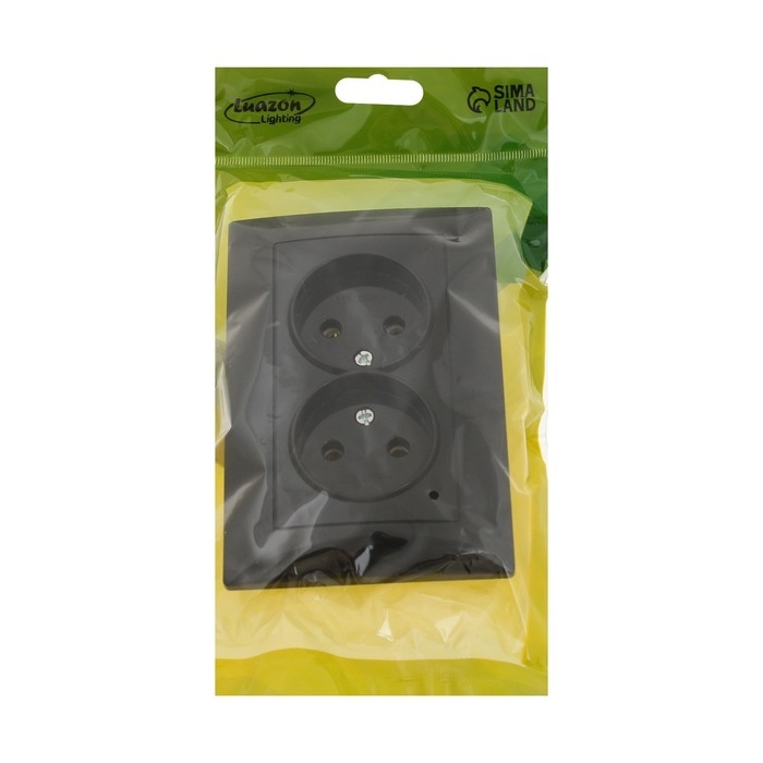 Розетка двухместная Luazon Lighting  Розетка двухместная Luazon Lighting "Антей", 10 А, скрытая, без з/к, черная