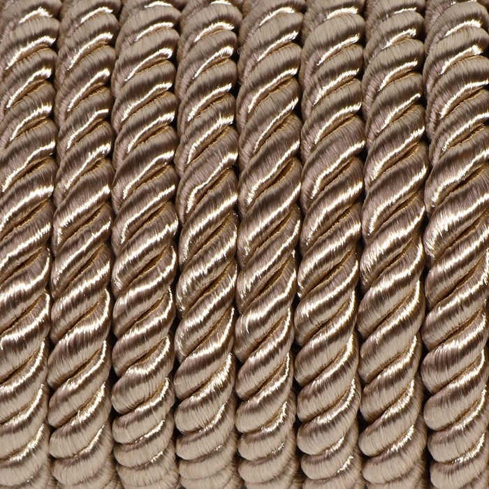 Шнур витой, d = 5 мм, 9 ± 1 м, цвет светло-серый