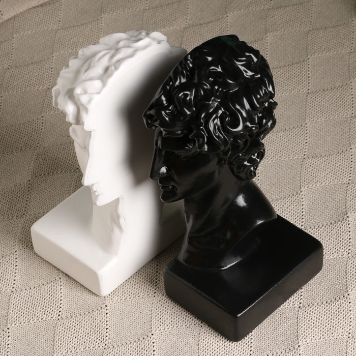Держатель-подставка для книг  Держатель-подставка для книг "Бюст Давида" набор 2шт, 25см, черно-белый