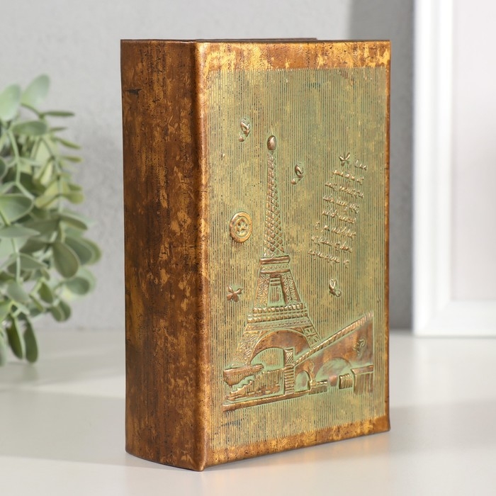 Шкатулка-книга дерево, кожзам  Шкатулка-книга дерево, кожзам "Эйфелева башня" тиснение, под металл 16,5х11,2х5 см