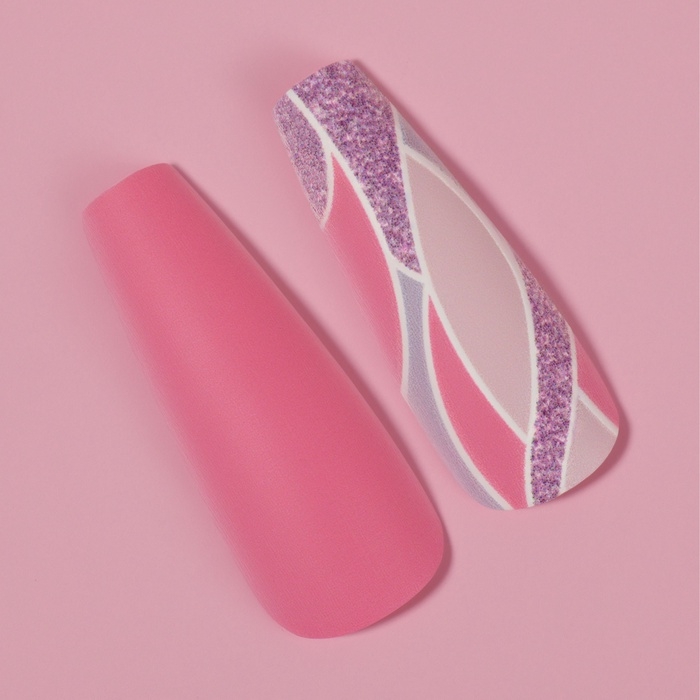 Накладные ногти «Розовое настроение», 12 шт, с клеевыми пластинами, форма балерина, разноцветные Накладные ногти «Розовое настроение», 12 шт, с клеевыми пластинами, форма балерина, разноцветные