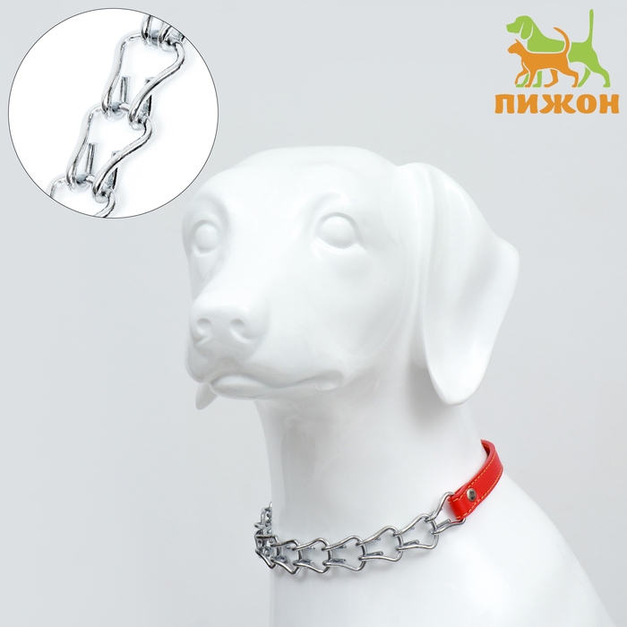 Ошейник металлический с вставкой из экокожи, 60 см х 3 мм Ошейник металлический с вставкой из экокожи, 60 см х 3 мм