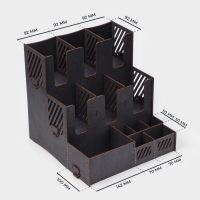 Подставка - органайзер деревянный Доляна «Барный», под стаканы, крышки, трубочки, салфетки, 29,4×29,4×29,4 см, цвет тёмный