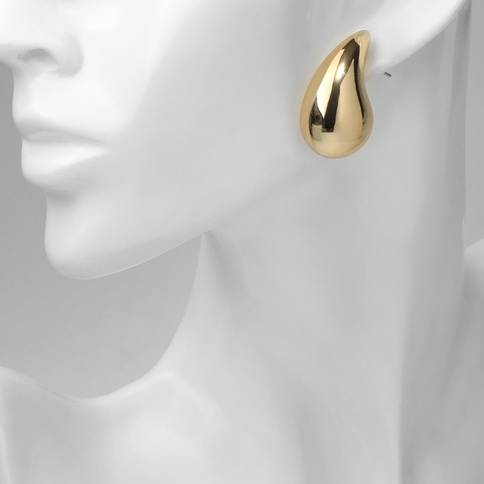 Серьги пластик «Капля» изогнутая мах, цвет золото Серьги пластик «Капля» изогнутая мах, цвет золото