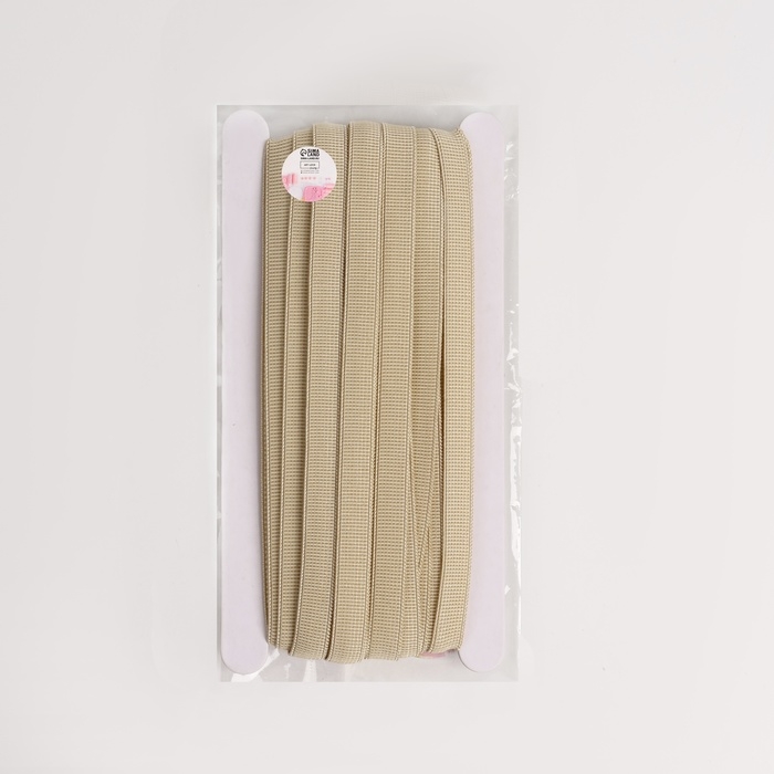 Резинка с силиконом, 10 мм, 10 ± 1 м, цвет бежевый Резинка с силиконом, 10 мм, 10 ± 1 м, цвет бежевый