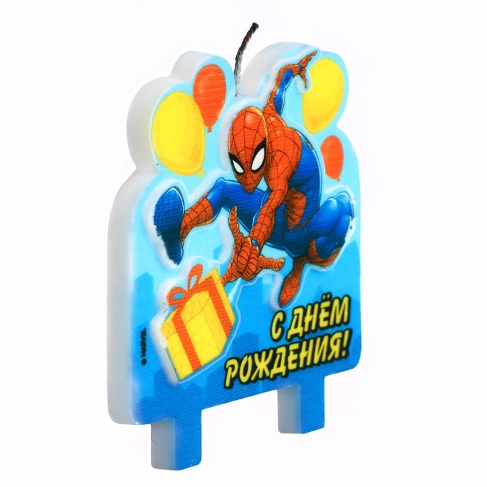 Свеча в торт "С Днем Рождения!", 3-д печать, Человек-паук, 8&times;8 см