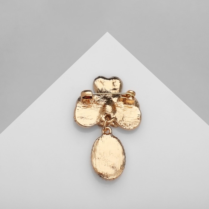 Брошь «Цветок» двойной, цвет бело-синий в золоте Брошь «Цветок» двойной, цвет бело-синий в золоте