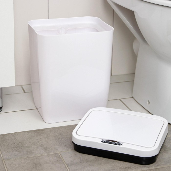 Ведро для мусора сенсорное Доляна, 12 л, цвет белый Ведро для мусора сенсорное Доляна, 12 л, цвет белый