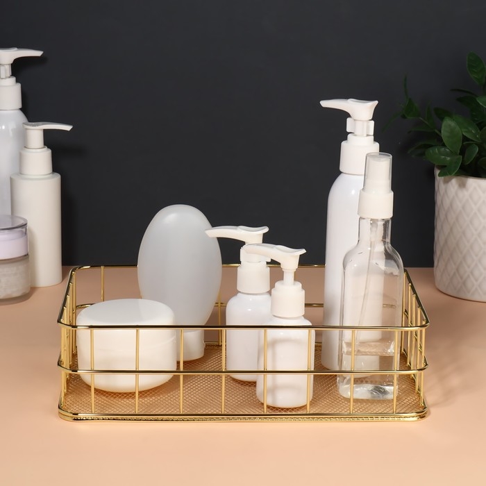 Органайзер для хранения косметических принадлежностей «РАФАЭЛЬ», 24,5 × 16,5 × 6,5 см, цвет золотистый