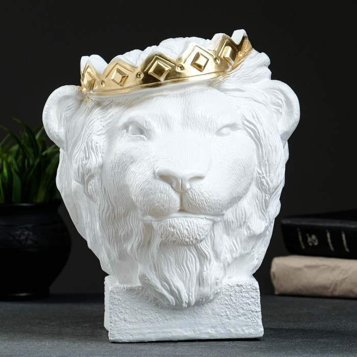 Копилка Копилка "Лев в короне" белый с золотом, 26см