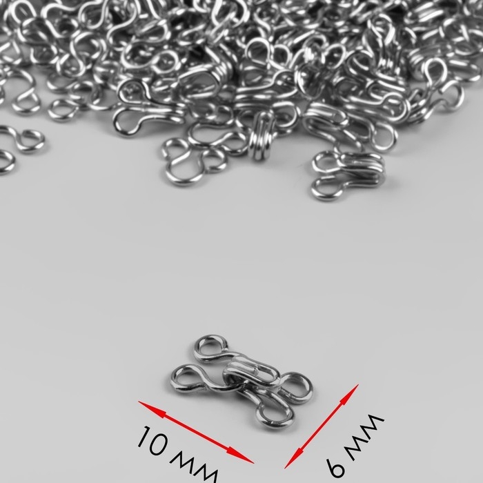 Крючок пришивной №0, 10 × 6 мм, 100 шт, цвет серебряный Крючок пришивной №0, 10 × 6 мм, 100 шт, цвет серебряный