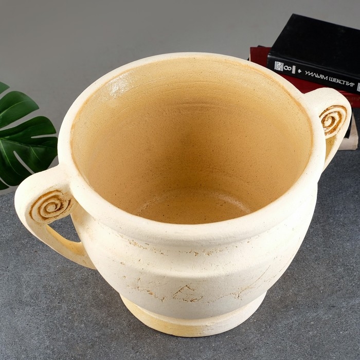 Фигурное кашпо  Фигурное кашпо "Крынка с ручками" слоновая кость, 21л / 51х28х36см