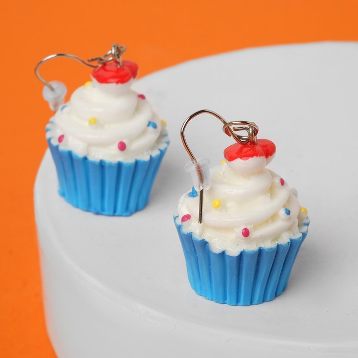 Серьги пластик «Вкусности» капкейк, цвет МИКС Серьги пластик «Вкусности» капкейк, цвет МИКС